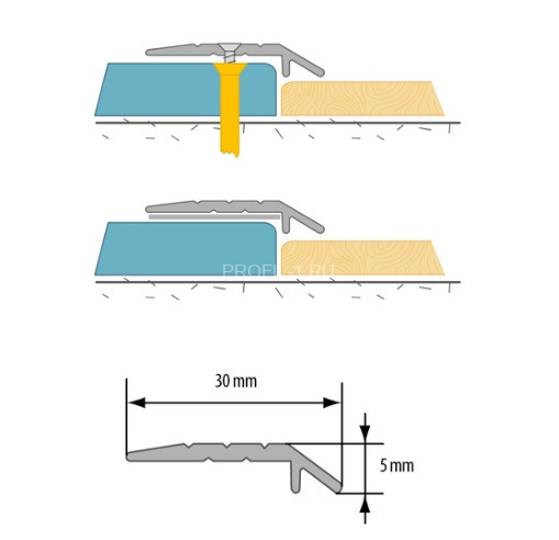 Порог-кант алюминиевый с насечками 30х5 мм Cezar LPS 30х5 бронза темная матовая 1,8 м Порог-кант алюминиевый с насечками 30х5 мм Cezar LPS 30х5 бронза темная матовая 1,8 м