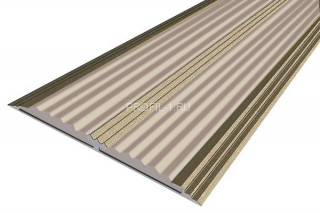 Алюминиевый порог 70 мм одноуровневый противоскользящий АП-70-Анод шампань-бежевый 2,0 м