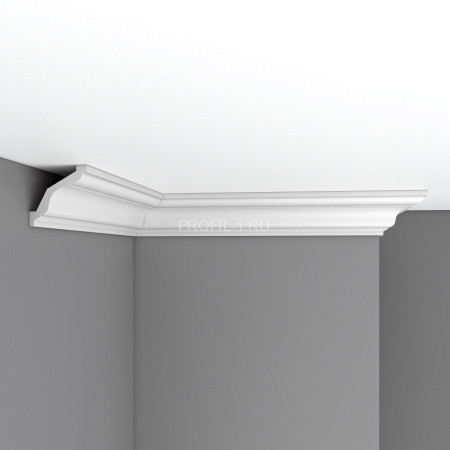 Плинтус потолочный 65х65х2400 мм Decomaster DP 352 из полиуретана белый под покраску