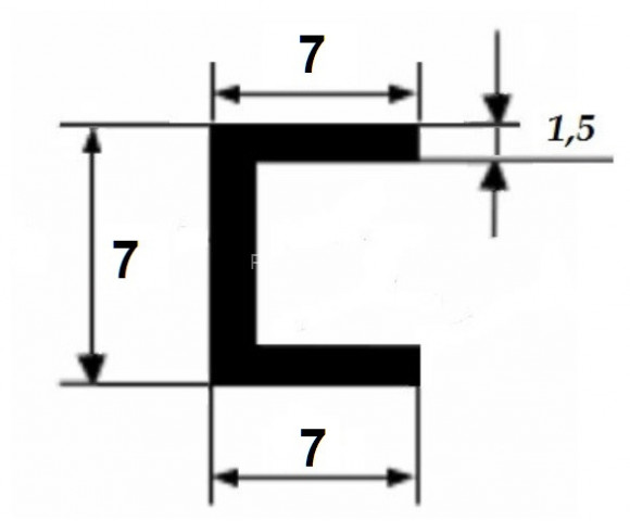 Алюминиевый П-профиль 7х7х7х1,5 мм серебро 3 м