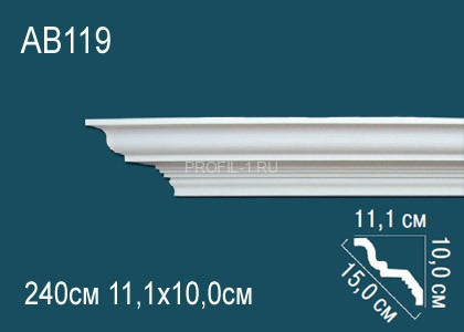 Потолочный плинтус гладкий Перфект AB119 белый полиуретан 100х150х111 мм 240 см