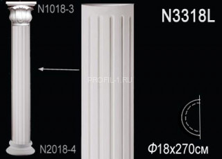 Тело полуколонны N3318L полиуретан 2700х180х90 мм Тело полуколонны N3318L полиуретан 2700х180х90 мм