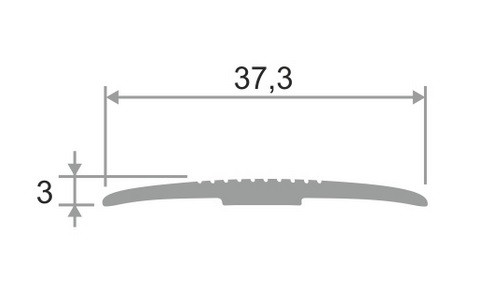 Алюминиевый порог с рифлением 37 мм ПО-37 серебро матовое 2,7 м