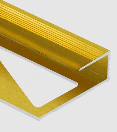 Профиль для ламината оконечный Panel L с рифлением алюминий 12 мм PV45-04 золото матовое 2,7 м