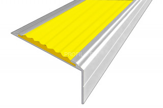 Угловой порог противоскользящий алюминий 26х50 мм АУ-50-Анод серебро-желтый 1,5 м