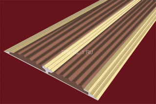 Алюминиевая полоса 70 мм с 2-мя противоскользящими вставками АП-70-Анод золото-коричневый 2,0 м