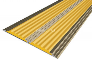 Алюминиевый порог 70 мм одноуровневый противоскользящий АП-70-Анод шампань-желтый 2,0 м