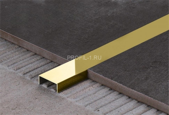 П-профиль бордюрный 10х20 мм из нержавеющей стали SS 304 FSUP20-GP S.S.304 золото полированное 2.7 м