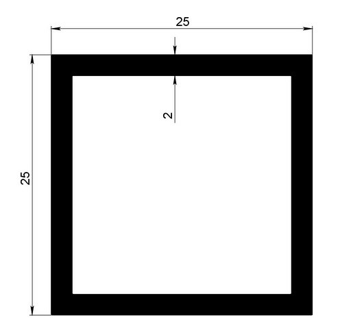 Алюминиевый бокс квадратный 25х25х2 мм 3 метра Алюминиевый бокс квадратный 25х25х2 мм 3 метра