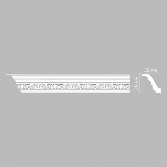 Плинтус потолочный  35х35х2400 мм Decomaster 95842 из полиуретана белый под покраску