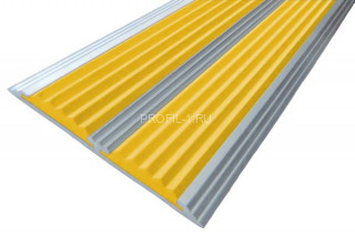Алюминиевый порог одноуровневый противоскользящий 70 мм АП-70 желтый 2,0 м