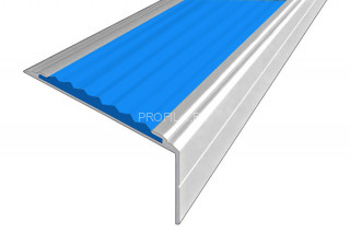 Угловой порог противоскользящий алюминий 26х50 мм АУ-50-Анод серебро-синий 1,5 м