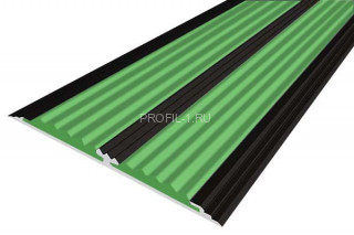 Порог 70 мм алюминиевый противоскользящий одноуровневый АП-70-Анод черный-зеленый 2,0 м