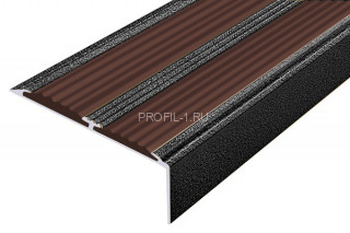 Алюминиевый угол-порог 70х22 с 2-мя резиновыми вставками АУ-70-Антик серебро-темно-коричневый 1,5 м Алюминиевый угол-порог 70х22 с 2-мя резиновыми вставками АУ-70-Антик серебро-темно-коричневый 1,5 м