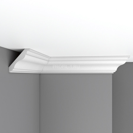 Плинтус потолочный 85х80х2400 мм Decomaster DP 357 из полиуретана белый под покраску