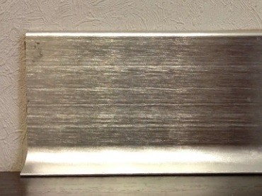 Алюминиевый плинтус напольный 80 мм ПЛ-80 серебро глянец браш 3 м