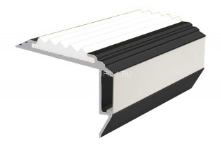 Алюминиевый порог угловой противоскользящий с подсветкой 26х45 мм АУ-45-LED-Анод черный-белый 2,0 м Алюминиевый порог угловой противоскользящий с подсветкой 26х45 мм АУ-45-LED-Анод черный-белый 2,0 м