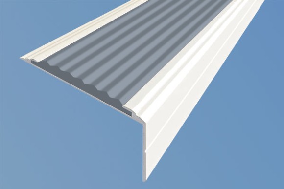 Алюминиевый угловой порог 26х50 мм с резиновой вставкой АУ-50-Анод белый-серый 2,0 м