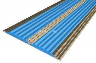 Противоскользящий порог 70 мм алюминий одноуровневый АП-70-Анод шампань-голубой 2,0 м