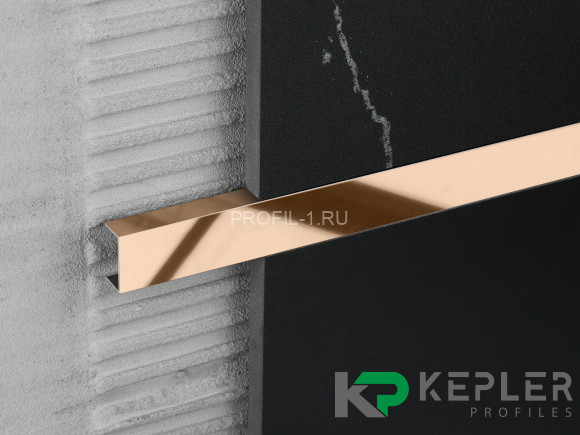 П-профиль бордюрный 10х20 мм из нержавеющей стали SS 304 FSUP20-RP S.S.304 розовое золото полированное 2.7 м