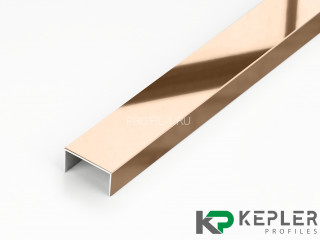 П-профиль бордюрный 10х20 мм из нержавеющей стали SS 304 FSUP20-RP S.S.304 розовое золото полированное 2.7 м