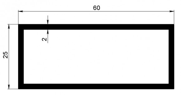 Алюминиевый бокс прямоугольный 25х60х2 мм 3 метра