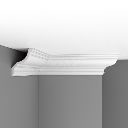 Плинтус потолочный 178х145х2400 мм Decomaster DP 372 из полиуретана белый под покраску