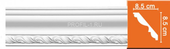 Плинтус DECOMASTER 95779 (85x85x2400) потолочный с рисунком ракушечный узор из полиуретана, белый под покраску