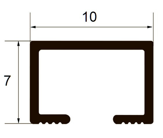 Алюминиевый П-профиль 7х10 Б-7 серебро браш 3 м Алюминиевый П-профиль 7х10 Б-7 серебро браш 3 м
