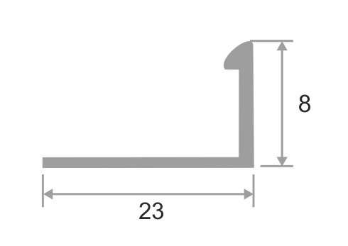 L-образный профиль латунный 8 мм ЛПО-Г8 полированный 2,7 м