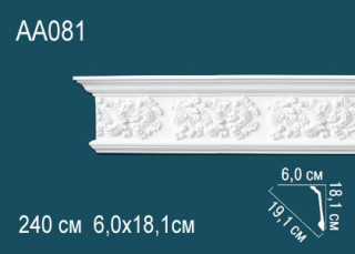 Потолочный плинтус с рисунком Перфект AA081 полиуретан 181х191х60 мм 240 см