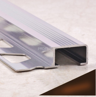 П-профиль алюминиевый с рифлением закладной 12х20 мм ПО-П12Х20 бронза глянец 2,7 м П-профиль алюминиевый с рифлением закладной 12х20 мм ПО-П12Х20 бронза глянец 2,7 м