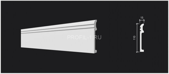 Напольный плинтус Decor-Dizayn DD721 полистирол белый, под покраску 110х15х2000 мм