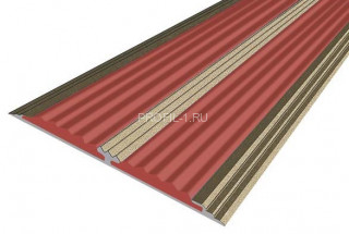 Противоскользящий порог 70 мм алюминий одноуровневый АП-70-Анод шампань-красный 2,0 м