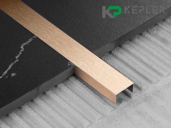 П-профиль бордюрный 10х20 мм из нержавеющей стали SS 304 FSUP20-RS S.S.304 розовое золото сатинированное 2.7 м