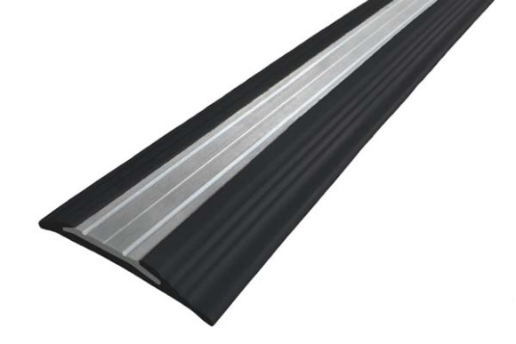 Противоскользящий профиль полоса с алюминиевой вставкой 45 мм NoSlipper-Полоса черный 2,7 м