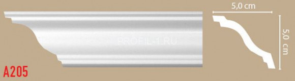 Плинтус потолочный DECOMASTER A205 (50x50x2000) ударопрочный, белый, под покраску