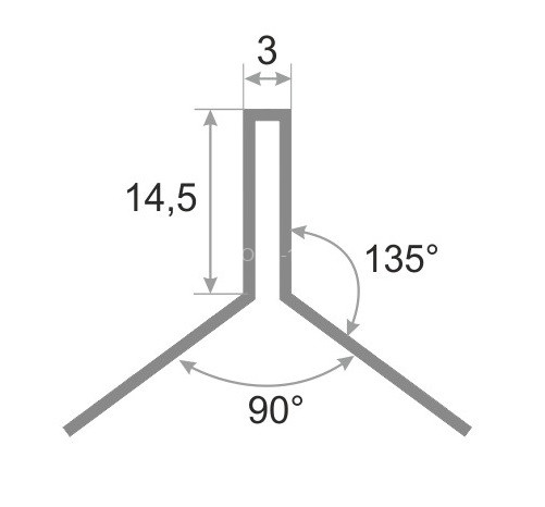 Y-образный профиль (мерседес) из нержавеющей стали SBP025-14,5H серебро глянец браш 2,7 м