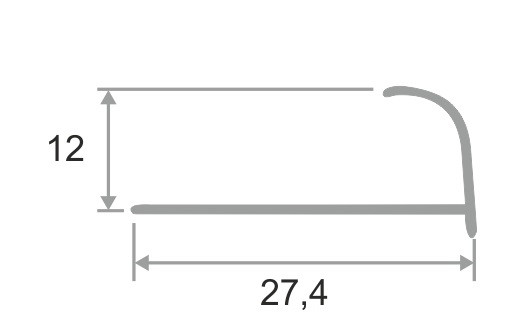 С-профиль для плитки 12 мм ПО-13 серебро глянец 2,7 м