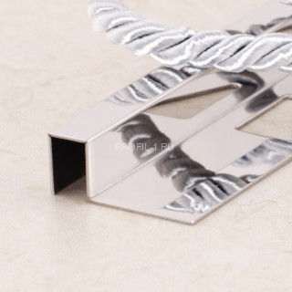 П-профиль из нержавеющей стали закладной 8х10 мм SBP017-10H серебро глянец 2,7 м