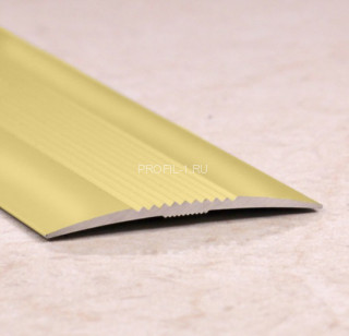 Алюминиевый порог с рифлением 37 мм ПО-37 золото глянец 2,7 м