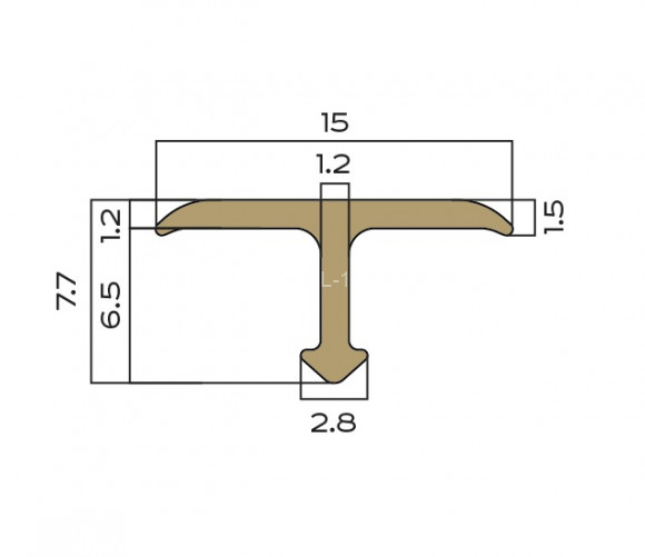 Т-профиль полукруглый 15 мм латунный NEEXY PVL67-01 P полированный 2.7м