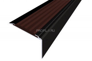 Алюминиевый порог угловой противоскользящий 20х38 мм АУ-38-Чёрный темно-коричневый 3,0 м