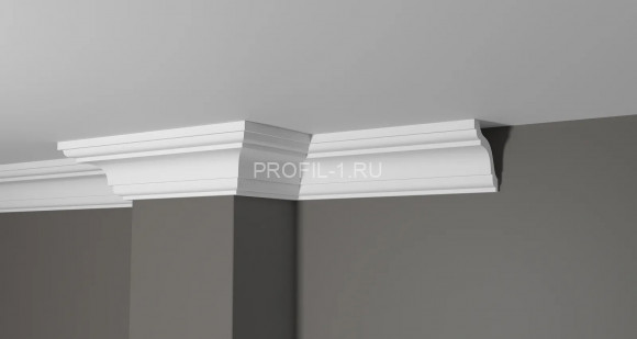 Потолочный плинтус Decor-Dizayn DD44 полистирол белый, под покраску 76х73х2000 мм