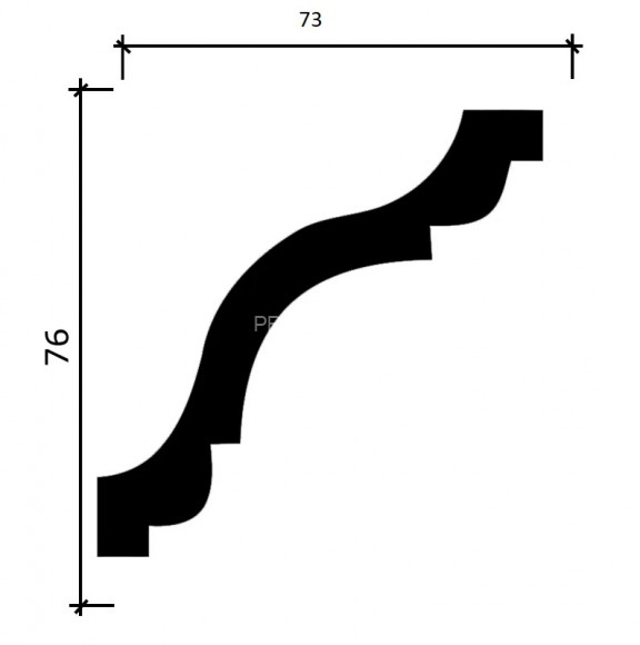 Потолочный плинтус Decor-Dizayn DD44 полистирол белый, под покраску 76х73х2000 мм