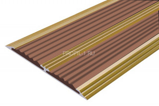 Алюминиевая полоса с 2-мя резиновыми вставками АП-70-Антик золото-коричневый 2,0 м