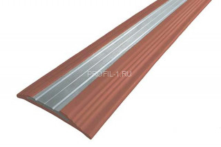 Противоскользящий профиль полоса с алюминиевой вставкой 45 мм NoSlipper-Полоса коричневый 2,7 м