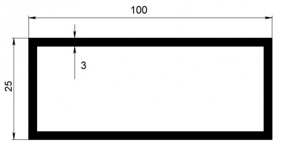 Алюминиевый бокс прямоугольный 25х100х3 мм 3 метра Алюминиевый бокс прямоугольный 25х100х3 мм 3 метра