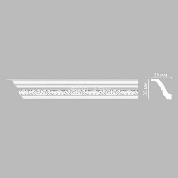 Плинтус DECOMASTER 95842 (35x35x2400) потолочный с рисунком классический узор из полиуретана, белый под покраску