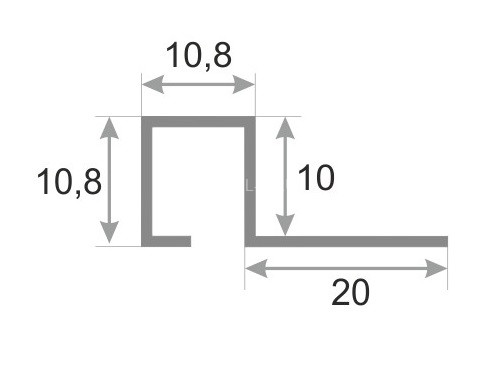 Закладной П-профиль из нержавеющей стали SBP110-10H серебро глянец 2,7 м